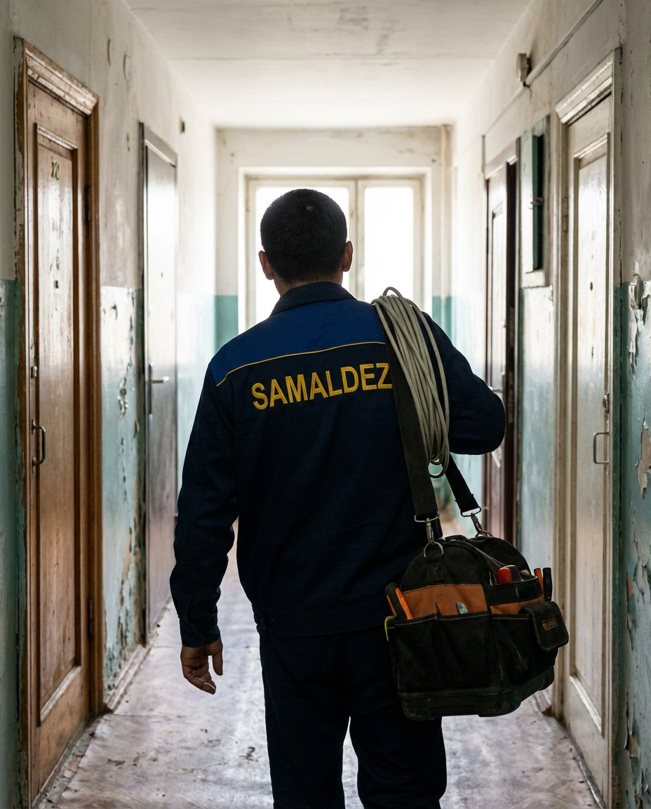 Специалист Samaldez проводит дезинфекцию