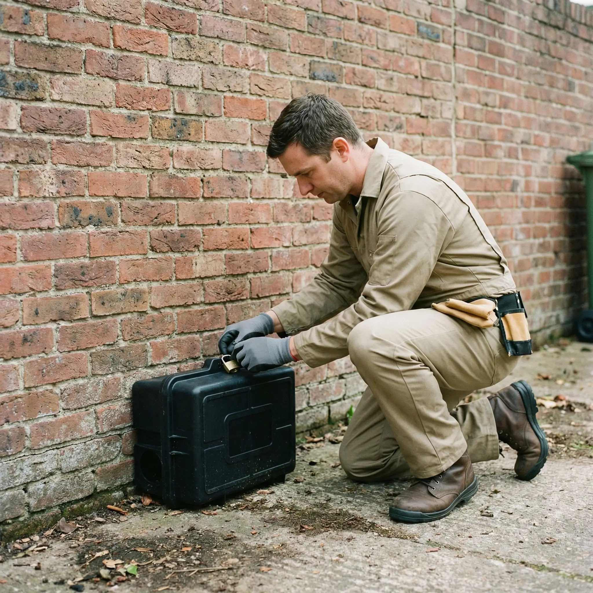 Специалист Samaldez устанавливает приманочные станции для уничтожения грызунов в Алматы