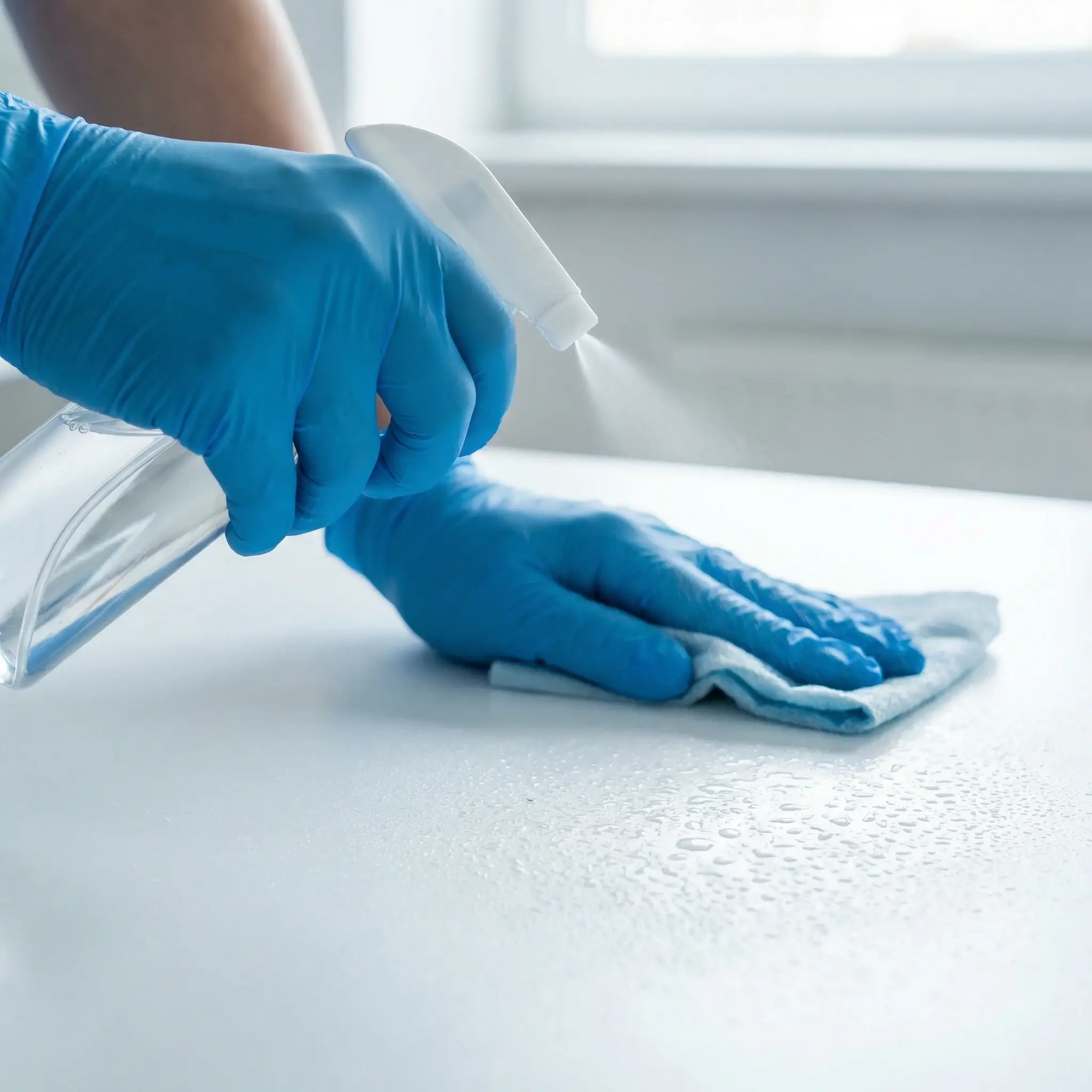 Специалист Samaldez в защитном костюме проводит дезинфекцию помещения в Алматы